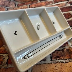 Rae Dunn White Ceramic Desk Organizer